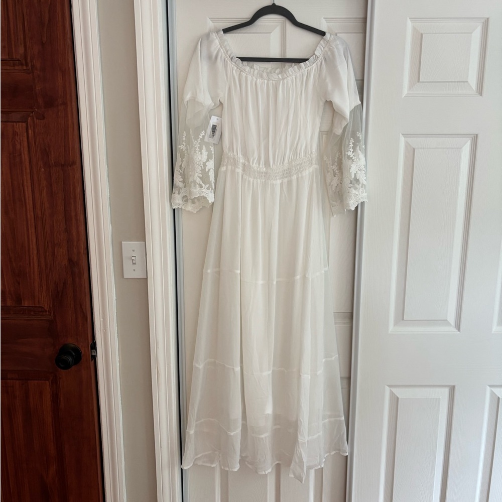 Boho white maxi dress